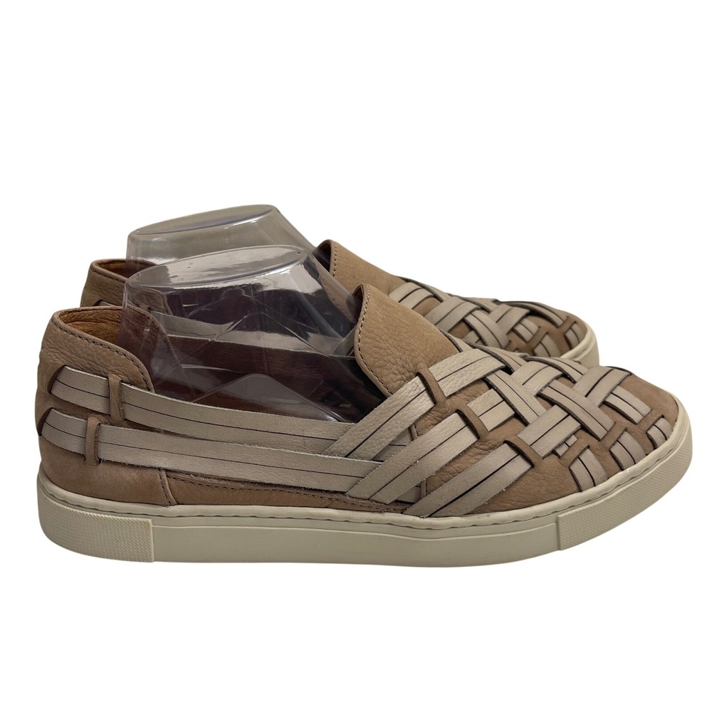 Frye Shoes Womens 9 Tan Ivy Huarache Woven Leather Low Top Slip On Sneakers - Picture 1 of 10